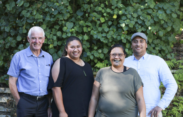 Tuia mentorees 2019 (L-R) Waikato Regional Council chair Alan Livingston, Shakyra Te Aho, deputy chair Tipa Mahuta and Tana Bell.