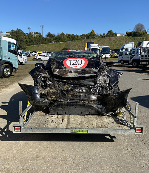 Image of a crashed car up close